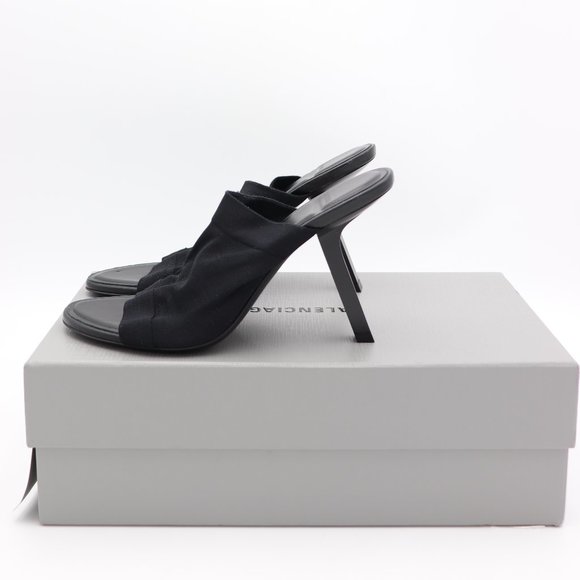 Balenciaga Black Stretch Tight Sandals Heels Mules 7 37 New - Picture 6 of 8